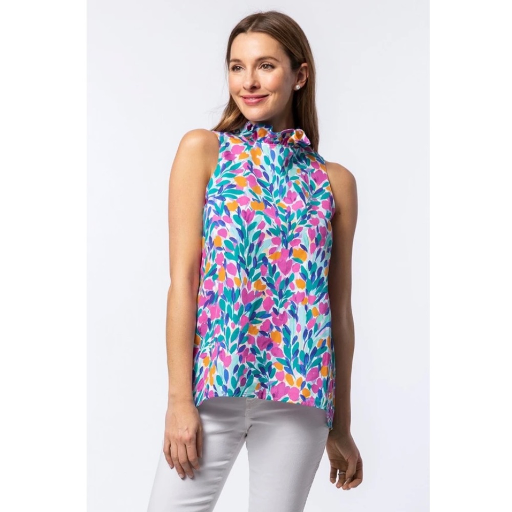 NWT Tyler Boe Claudette Ruffle Neck Tulips Top